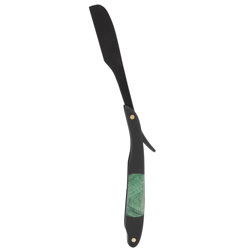 Manual Shaving Blade Holder Wooden Handle Folding Zinc Alloy Blade Holder for Hair Salon Green Black
