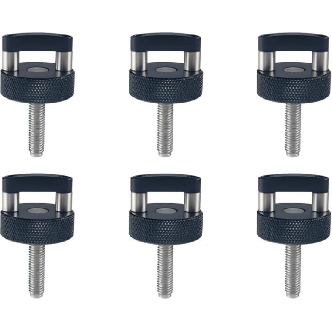 DEWHEL Aluminum 6Pcs Hard Top Bolts Quick Removal Fastener Thumb Screws W/D Ring Compatible With Jeep Wrangler JK JKU JL JLU JT