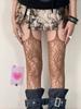 Neuer Druck Braune Netzstrümpfe Damen Sexy Kaffee Aushöhlen Oberschenkelhoch Socken Gothic Lolita Japanisch Über dem Knie Lange Socken