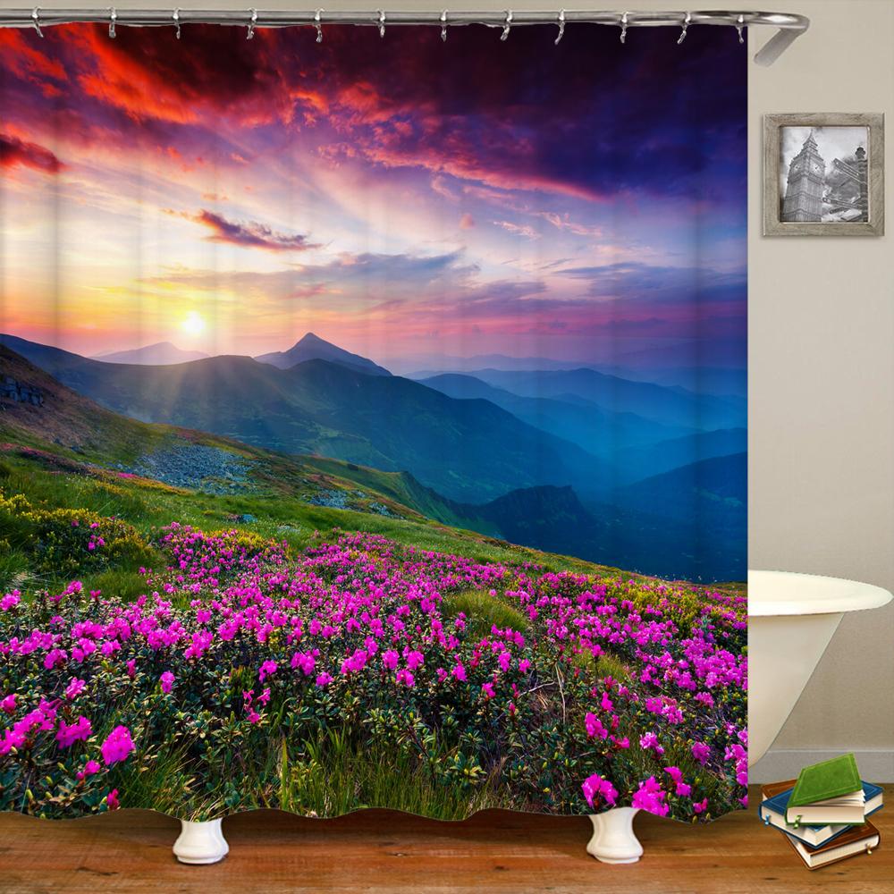 3d Printing Green Forest Waterfall Shower Curtains Waterproof Bathroom Curtain With Hooks Bath Curtain 180*200 Polyester Fabri