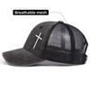 Breathable Cross Embroidery Hat with Mesh Peaked Cap Fashion Hip Hop Baseball Cap  Outdoor