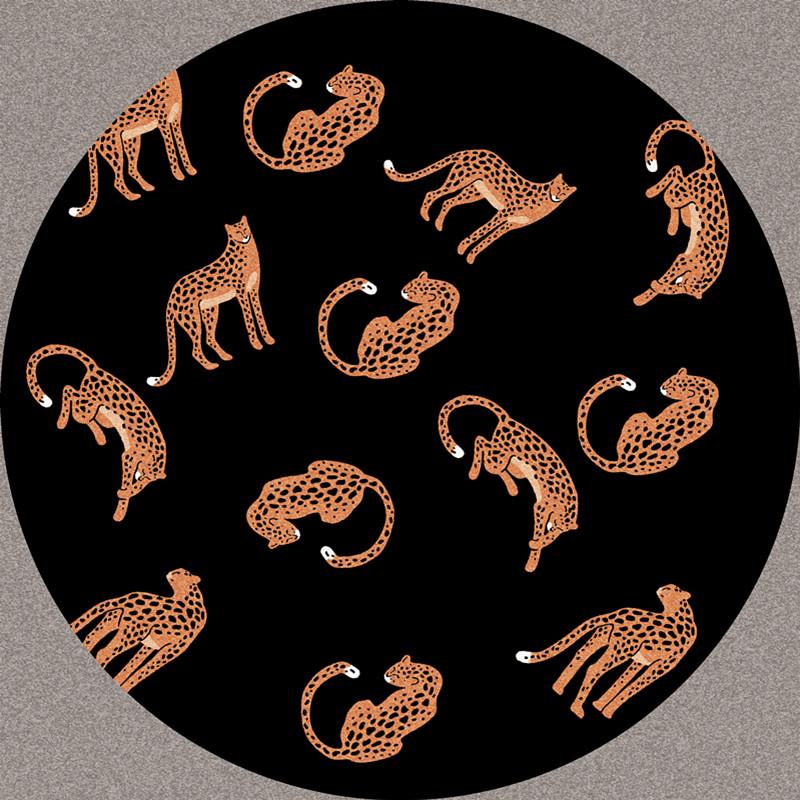 Light Luxury Bedroom Decor Round Carpet Thickend Plush Bedside Floor Mat Fluffy Soft Rug Leopard Pattern Carpets for Living Room