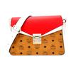 New MCM Visetos Canvas With Leather Crossbody Bags Medium Women's Red Brown Cognac MWS9SMZ56CD001