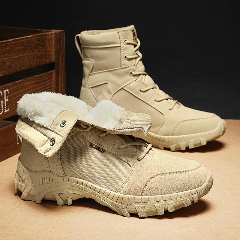 

Men s High-top Boots Outdoor Anti-slip Lace-up Flat Soft Wear-resistant Hiking Shoes Men Breathable Comfortable Combat Boots Men 46 бежевый