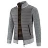 Autumn and Winter Men's Stand-up Collar Plus Velvet Thick Cardigan Sweater Men's Outer Wear Large Size Color Matching Warm Sweater Jacket