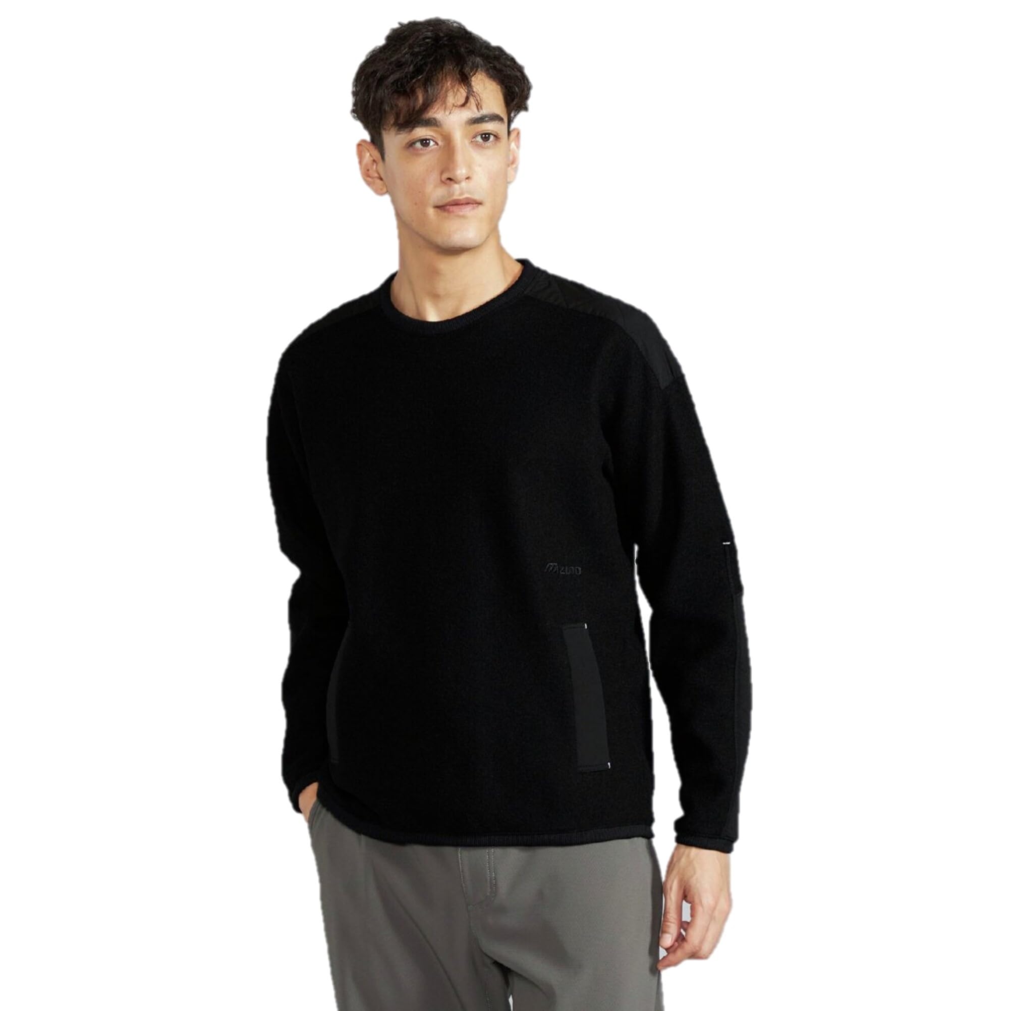 

Mizuno Breath Thermo Compression Wool Knit Pullover Outdoor B2MCC504 Jacket, Heat-Generating Material, Warmth, Men s, Black, чёрный