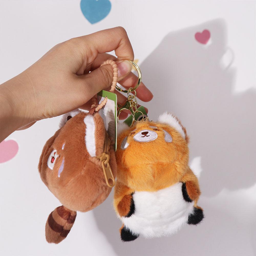 with Tail Red Panda Plush Keyring Animal Red Panda Purse  Backpack Decor