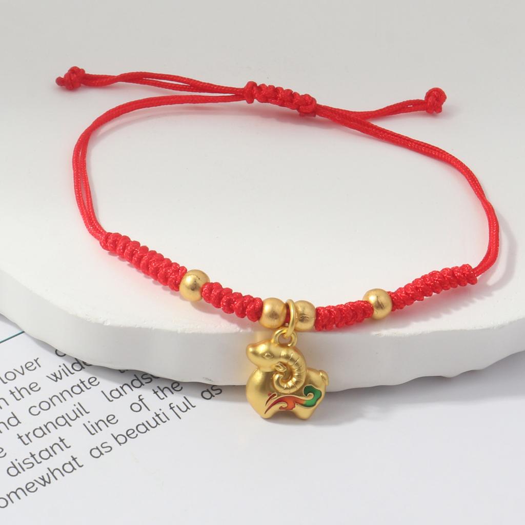 Handmade Red String Bracelet Gold Plated Zodiac Sheep Charms Adjustable Size Good Luck Gifts Daily Wear Fashion Jewelry