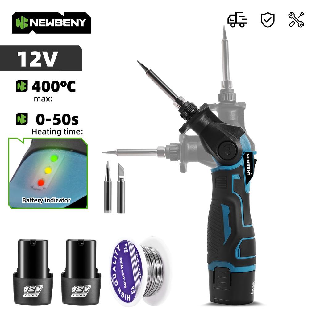 Newbeny 30W Electric Soldering Iron Gun Welder Hot Air Gun Heating Welding Machine 400℃ Adjustable Temperature For 12V Battery