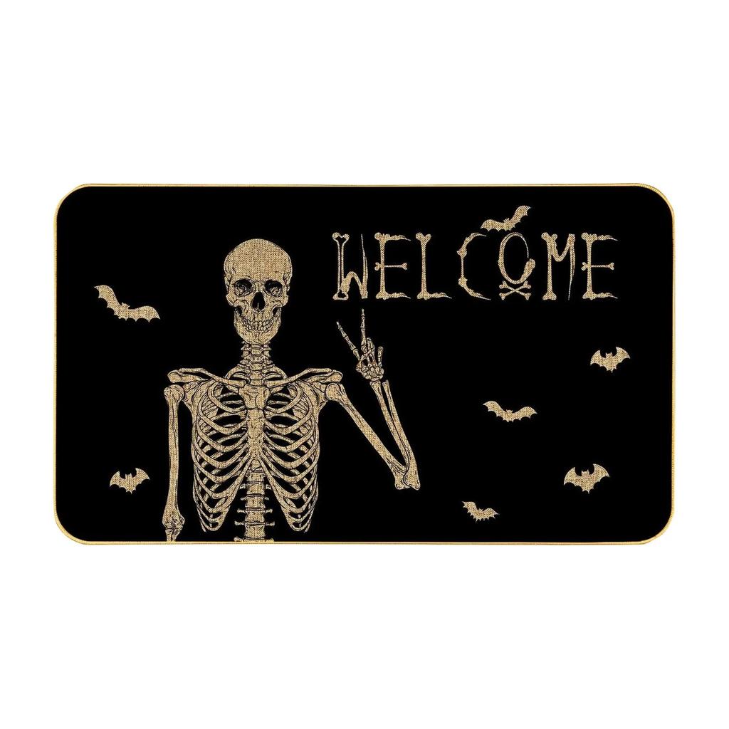 Halloween Print Carpet Cute Ghost Skull Non-slip Welcome Entrance Carpet Kitchen Bedroom Living Room Carpet Decoration