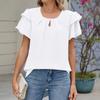 Women's Fashion Casual Summer Spring Solid Color Print Short Sleeve U-Neck Blouses & Shirts