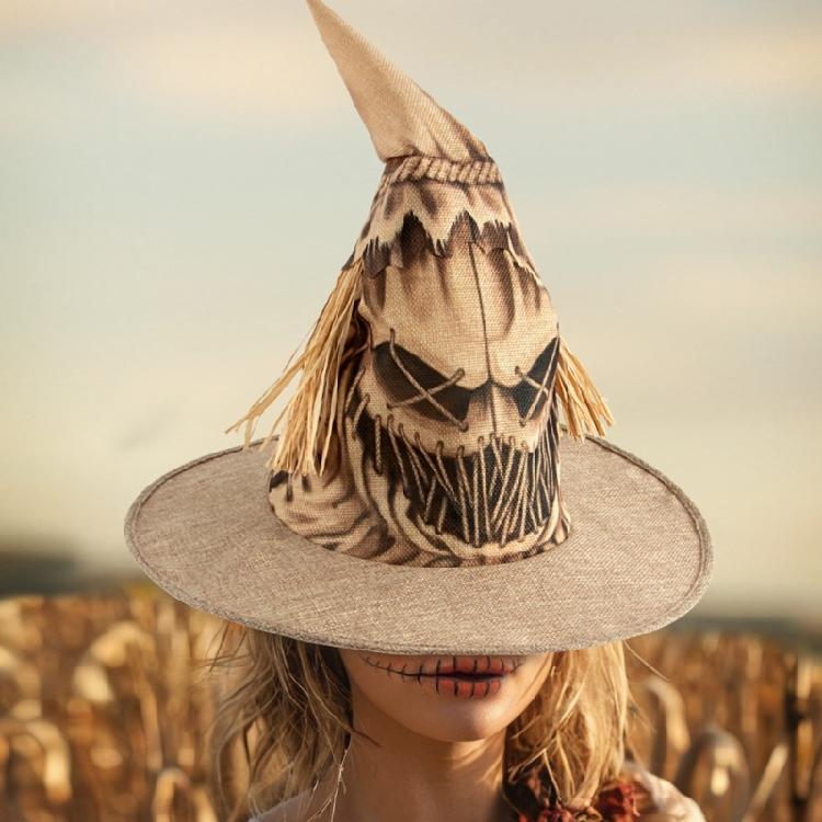Eye Catching Scarecrows Witch Hat Festival Celebration Hat Unisex Halloween Hat for Role Playing Activity