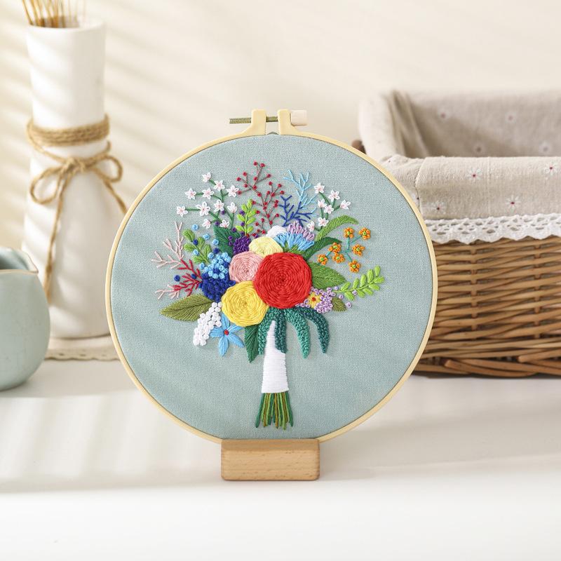 New Diy Handmade Embroidery Material Bag Flower Bouquet Hand Bouquet European Love Lover