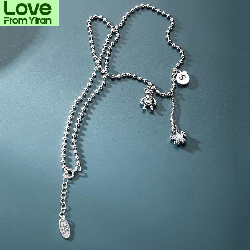 

Серебряный кулон в виде медведя и звезды из циркона из тайского серебра 925 пробы с длинной цепочкой и кисточкой для женщин, ювелирные изделия, подарки S-N648