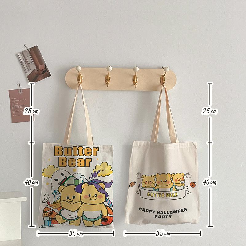 Bolsa Tote de Lona Grande de Desenho Animado para Mulheres 2025 - Versátil, Elegante para Compras e Ombro