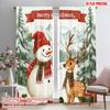 2pcs,2D Plane Printing Minimalist Curtains Cute Deer Snowman Christmas Winter (2) Durable 100% Polyester Fabric (without Rod)
