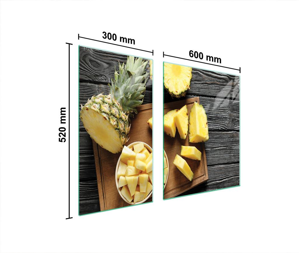 SZKLANA PŁYTA OCHRONNA NA KUCHENKĘ 90x52 ANANAS