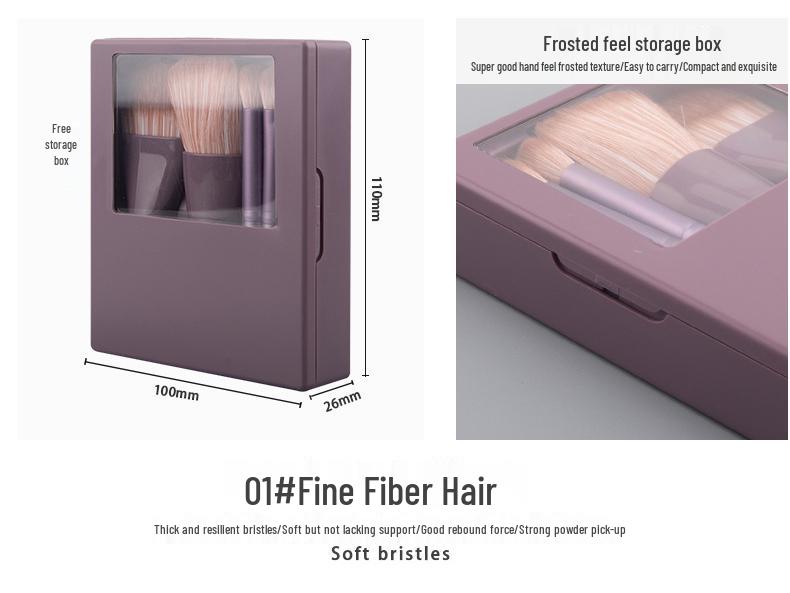 Portable Makeup Brush Set with Mirror: Soft Bristle Powder & Eyeshadow Brushes in Storage Box