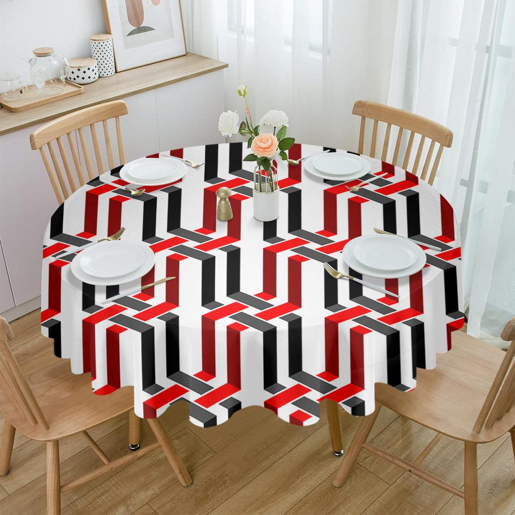 Modern Geometric Abstraction Middle Ages Round Table Cloth Festival Dining Waterproof Tablecloth Table Cover For Wedding Decor