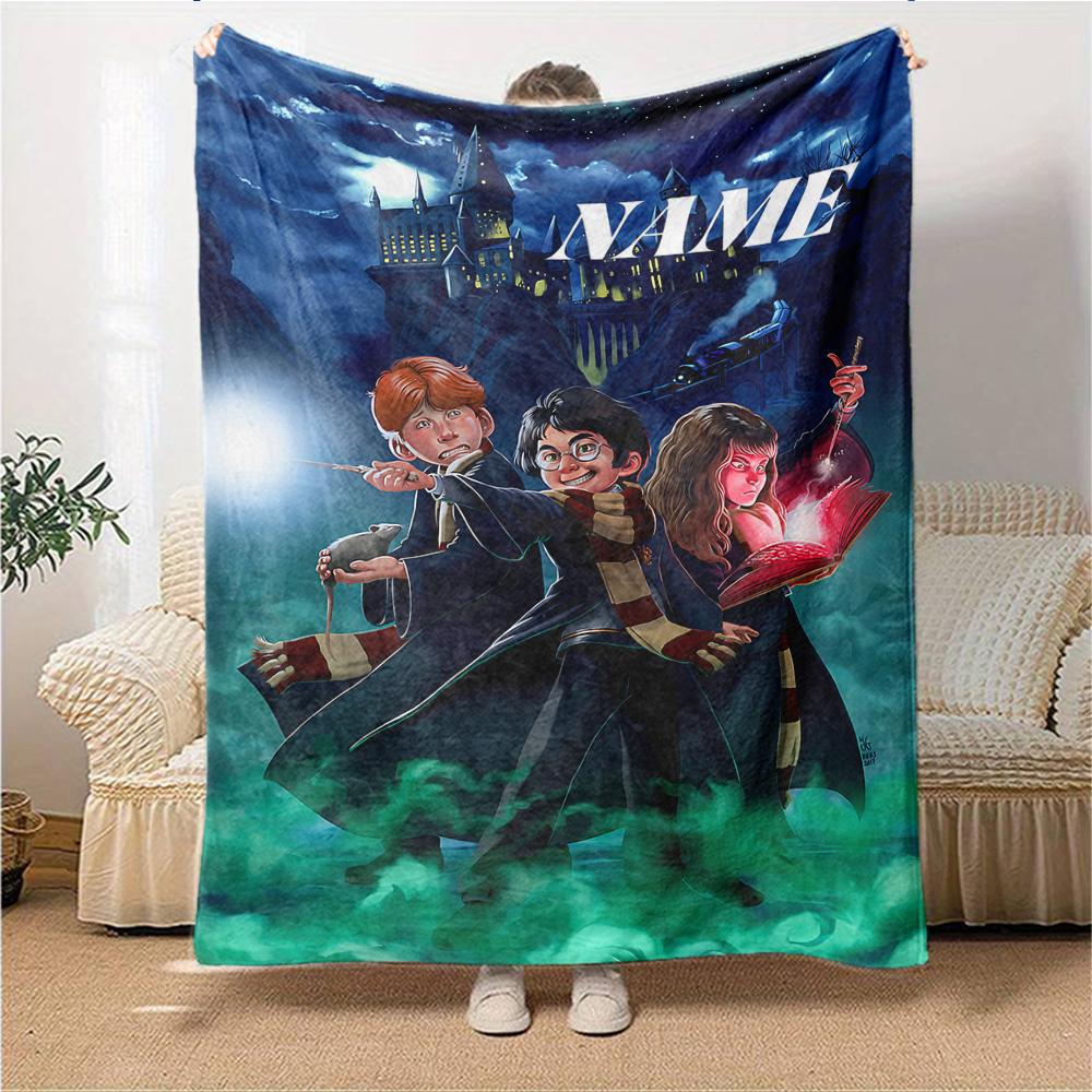 Custom Name "Harry Potter's Magical Journey" blanket for Couch & Bed, Plush Cozy Fuzzy Blanket Super Soft & Warm Blankets for Fall and Winter. 0908113