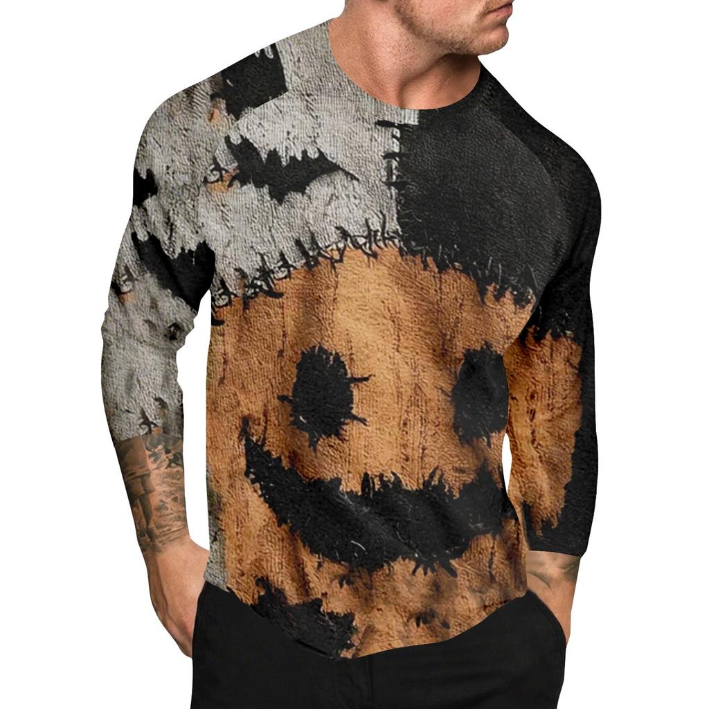 Halloween Print Raglan Sleeve Men's Long Sleeve Top