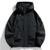 Windbreakers Men Hooded Jacket Zipper Coat Cargo Waterproof Black Bomber Camping Loose Thin Softshell Hooded Hiking Jacket