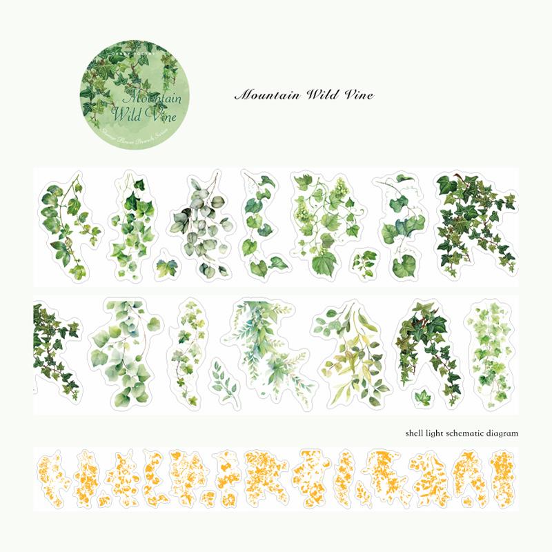 200cm/roll Tape Hill Country Flowering Branch Series PET Die-cut Tape Creative DIY Hand Account Scrapbook Decorative Tape