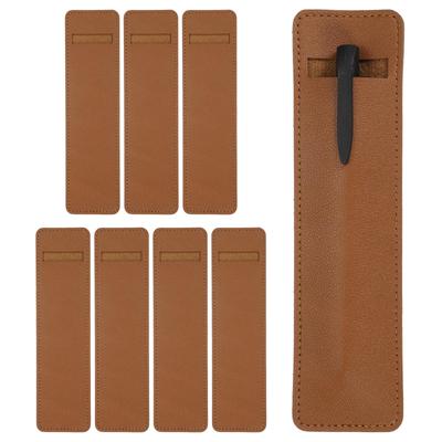 PATIKIL Pen Sleeve PU Leather Pen Single Fountain Pen Pouch Protective Cover Holder for Office Ballpoint Brown 7-inch Case, 8-Piece Pouch, Pens,