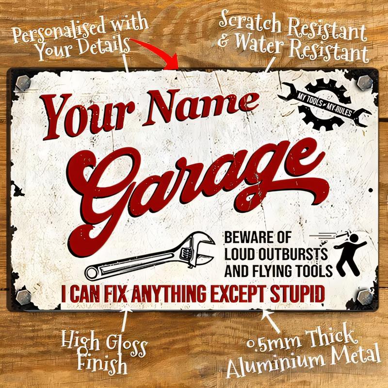 Tin Sign I Can Fix Anything Except Stupid Funny Mechanic Garage Metal Wall Art Home Decor Personalized With Your Details Scratch