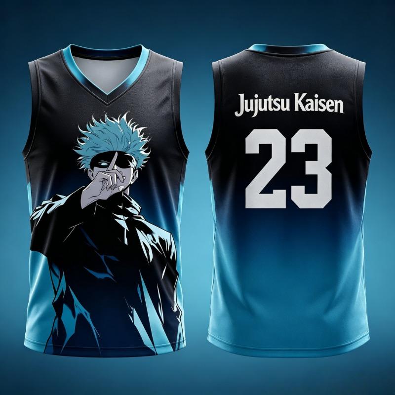 Jujutsu Kaisen Gojo Satoru 23 Basketball Jersey Men Women Sleeveless Tank Top 3D Print Anime Sports Uniform Streetwear Vest Tees