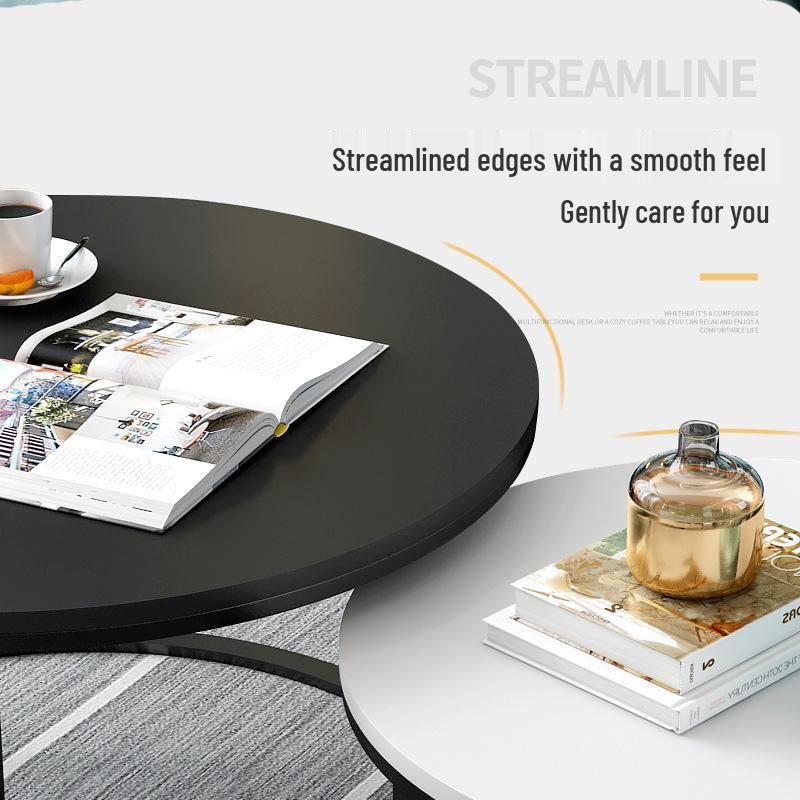 Nordic-Style Round Coffee Table, Modern Minimalist Design for Small Apartments, Creative Wrought Iron Base