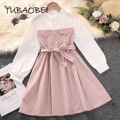 Mädchen Frühling Kleid 2023 Neue Koreanische Kinder Lange ärmeln Prinzessin Kleider Hemd Kleid kinder Colthes