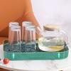 Dish Drain Tray Clear Rectangular Simple Appearance Plastic Double Layer Tea Tray for Kitchen Living Room