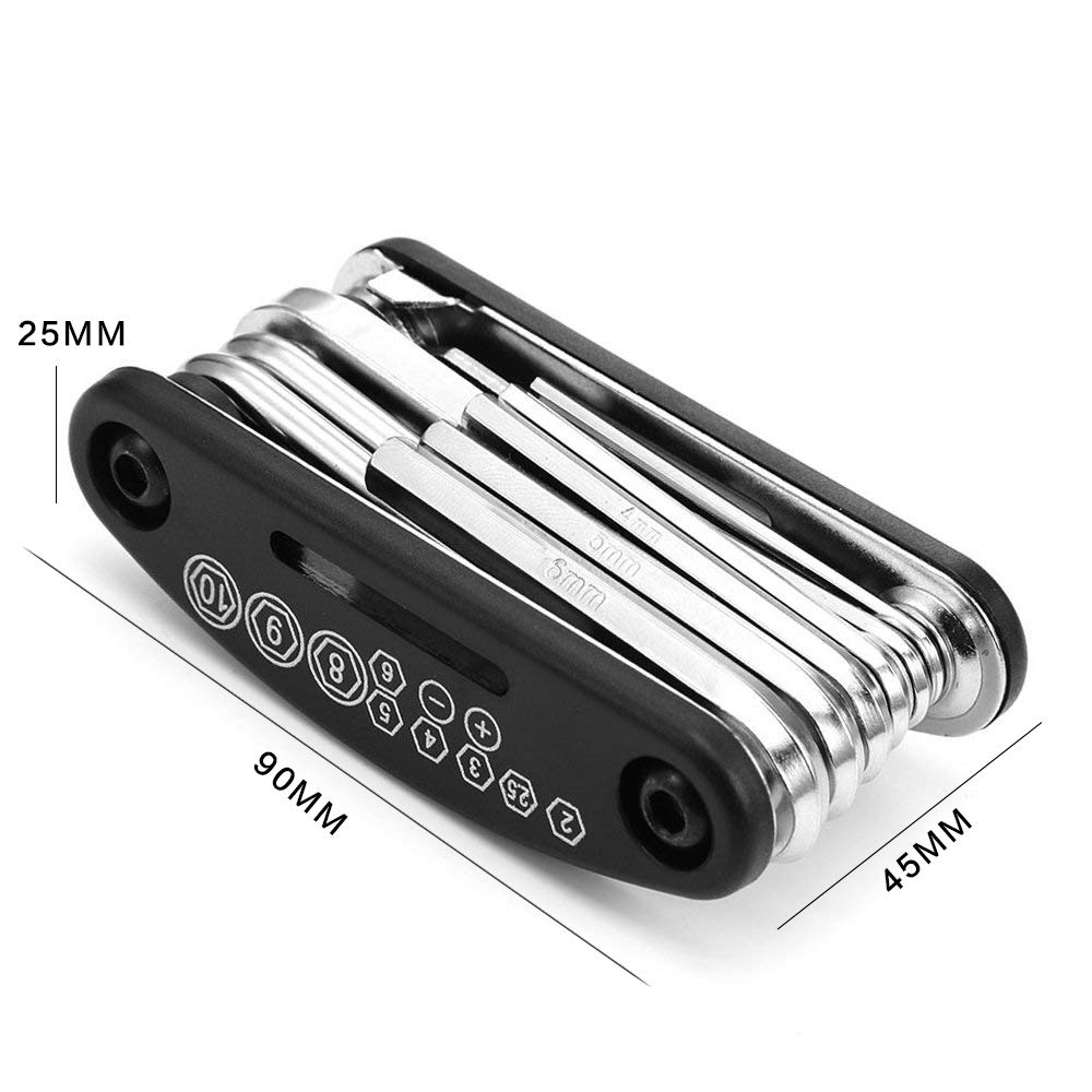 16 in 1 Fahrradwerkzeug, Mehrfachschlüssel, Pumpe, Reifenflicken, Reparaturwerkzeugsatz für Mountainbike, E-Bike, Fahrrad, Sechskant-, Speichenschlüssel, Fahrradschraubendreherwerkzeug