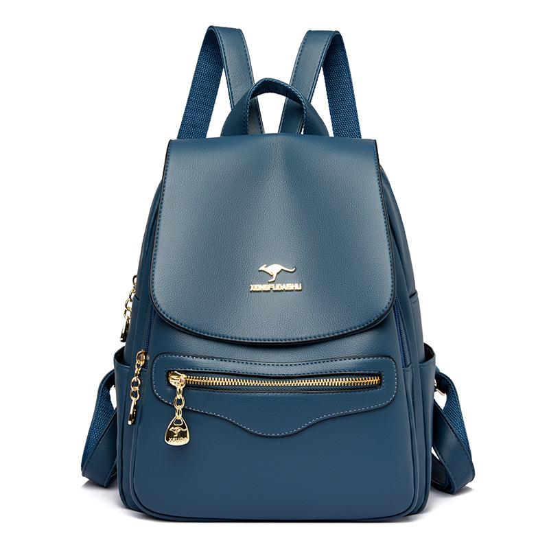 Neuer Rucksacktrend für Damen, weicher Lederrucksack, modisch und vielseitig, einfacher College-Stil, lässige Reise- und Schultasche