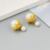 Simple Personality Front And Rear Women'S Earrings Ball Back Pendant Lace Stud Earrings