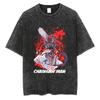 Anime Chainsaw Washed Short Sleeved Round Neck Yk Tshirt Ropa Hombre Men Clothing New in Top Tees Mens TShirt Camisetas