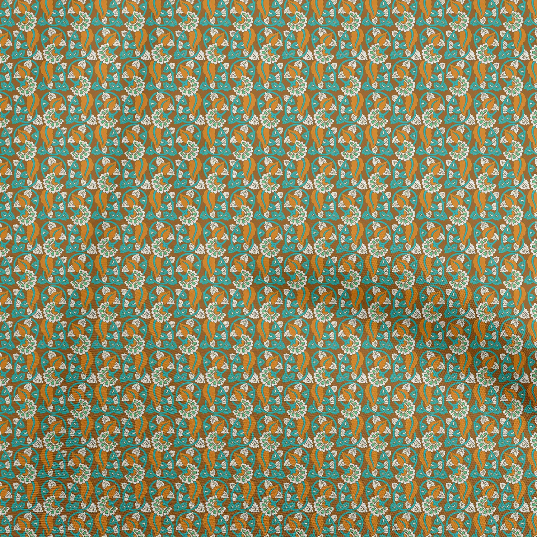 

oneOone Cotton Flex Medium Blue Fabric Floral Sewing Craft Projects Fabric Prints By Yard 40 Inch 42 Inch Wide - Viscose Chiffon іржі коричневого кольору
