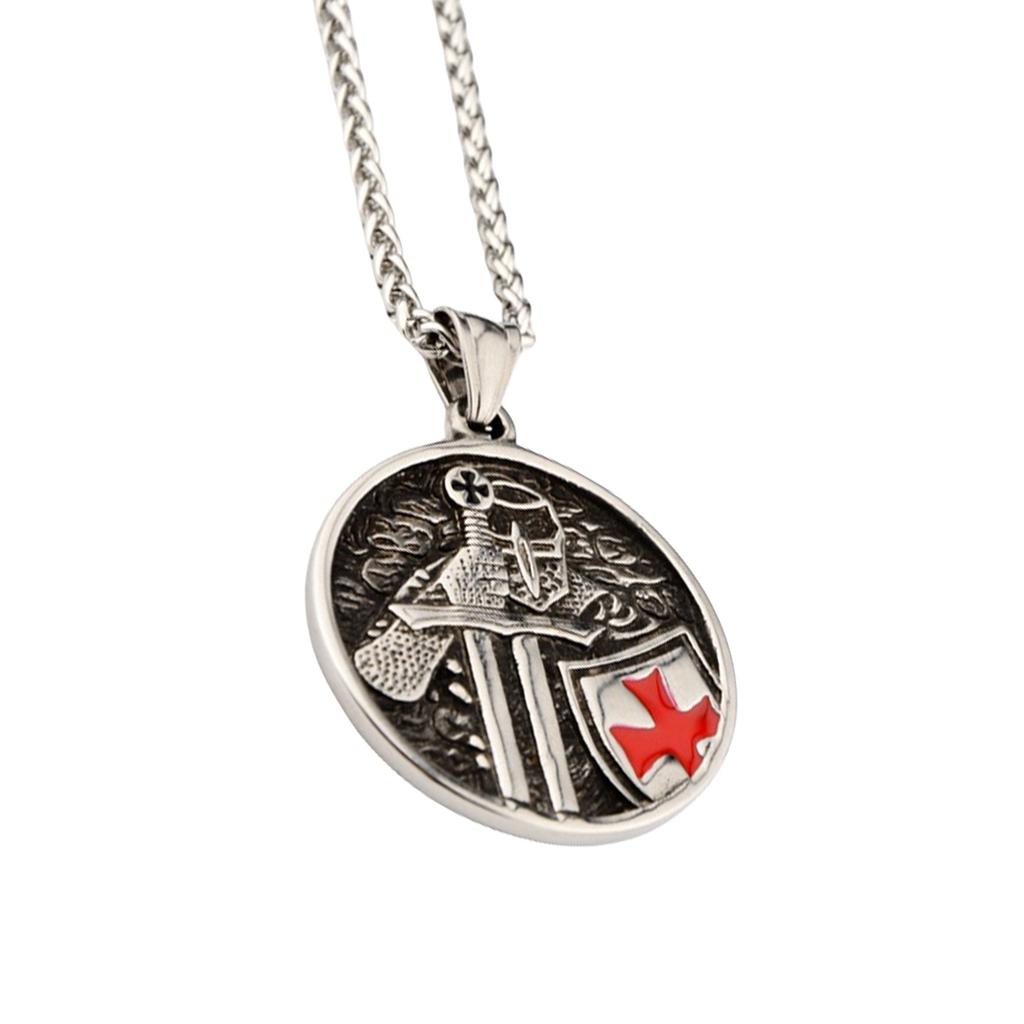Vintage Knight Pendant Necklace Titanium Steel Amulet Jewelry Neck Jewelry Punk Chain Necklace Suitable for Men Present