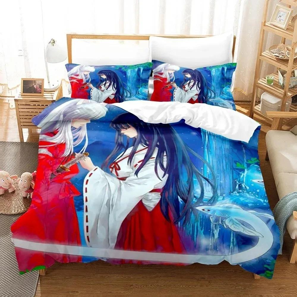 New Fashion Inuyasha Bedding Set Single Twin Full Queen King Size Bed Set Adult Kid Bedroom 3D Anime Bed Sheets and Pillowcases