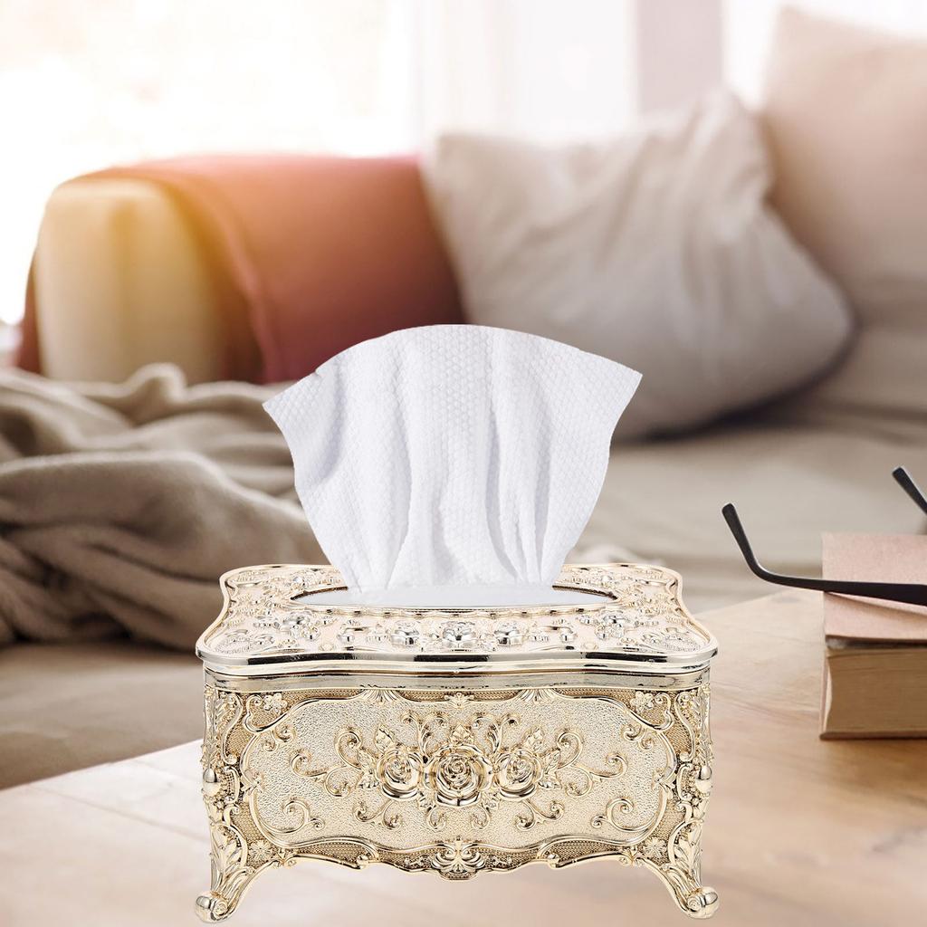 Gold Plated Tissue Box Retro Colorful Acrylic Material Tissue Holder Compact Size Napkin Organizer Desktop Home Decor
