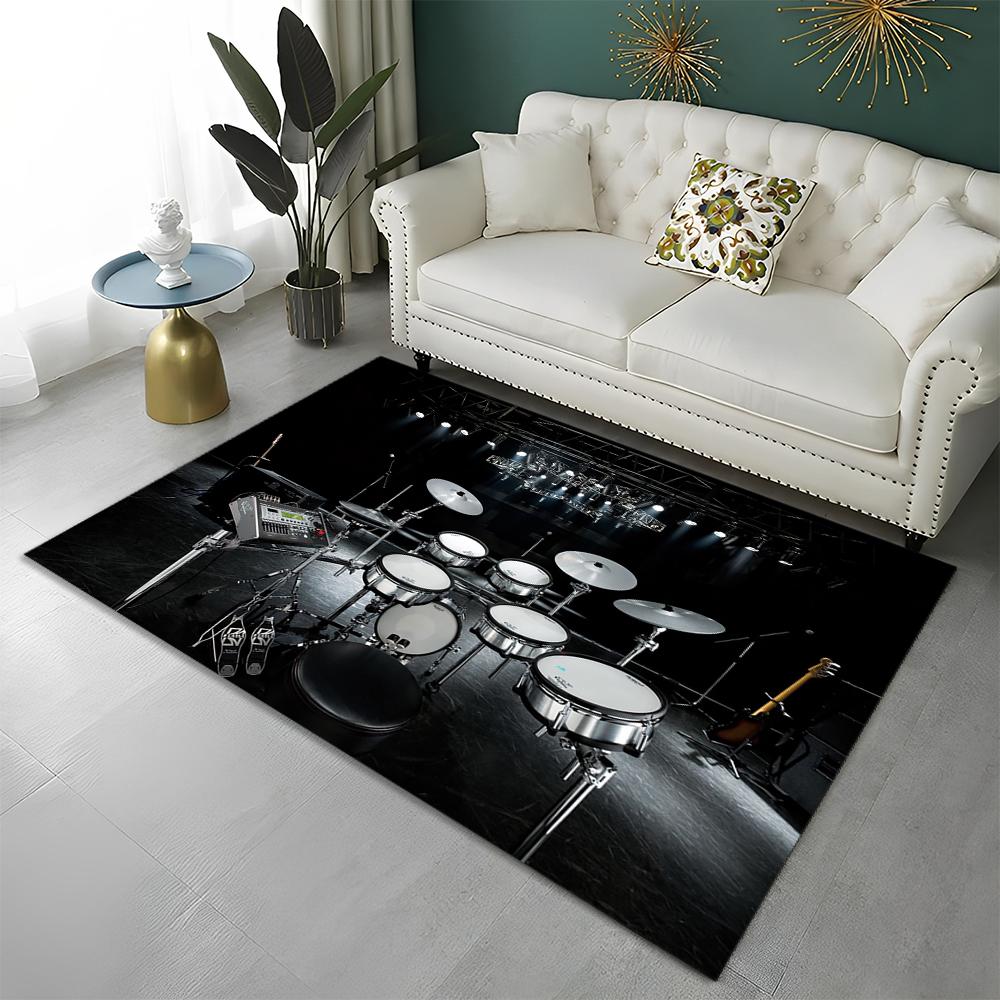 Music Instruments Drum Kit  Drum Set Carpet Rug for Home Living Room Bedroom Sofa Doormat Decor,kids Area Rug Non-slip Floor Mat