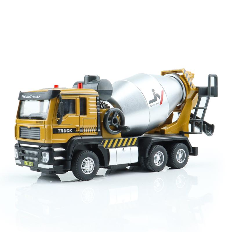 Engineering Vehicle Cement Mixer & Transport Truck Simulation Diecast & Toy Vehicles Sounds & Light Pull Back Car 1:50 Alloy Model