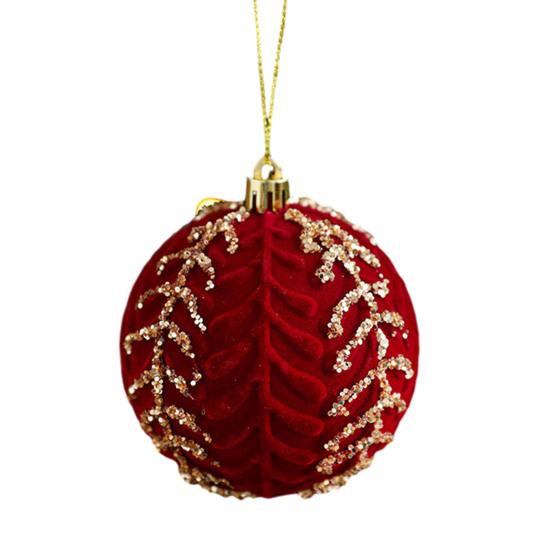 Christmas Ornaments Red Flocking Bell Wreath Snowfall Elk Pendant Snowy Winter Decor for Tree Hanging