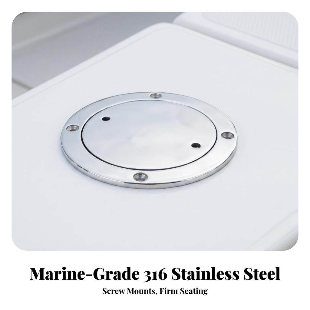 Easy to Install Boat Deck Plate | Polished Stainless Steel, PreDrilled Screw Holes 3 Inch