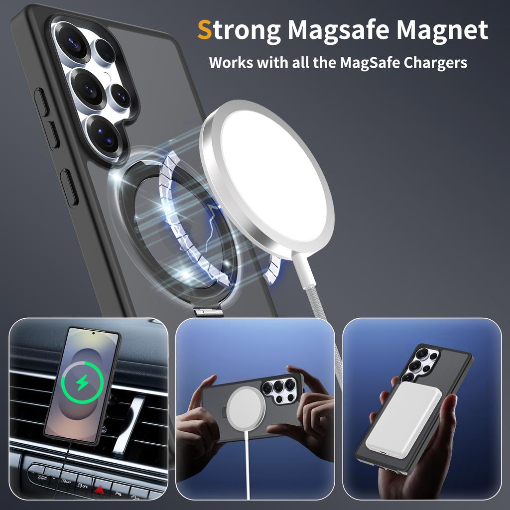 For Samsung S25edge Frosted Semi Transparent Stand Phone Case 2-in-1 Magnetic 24Ultra Phone Case