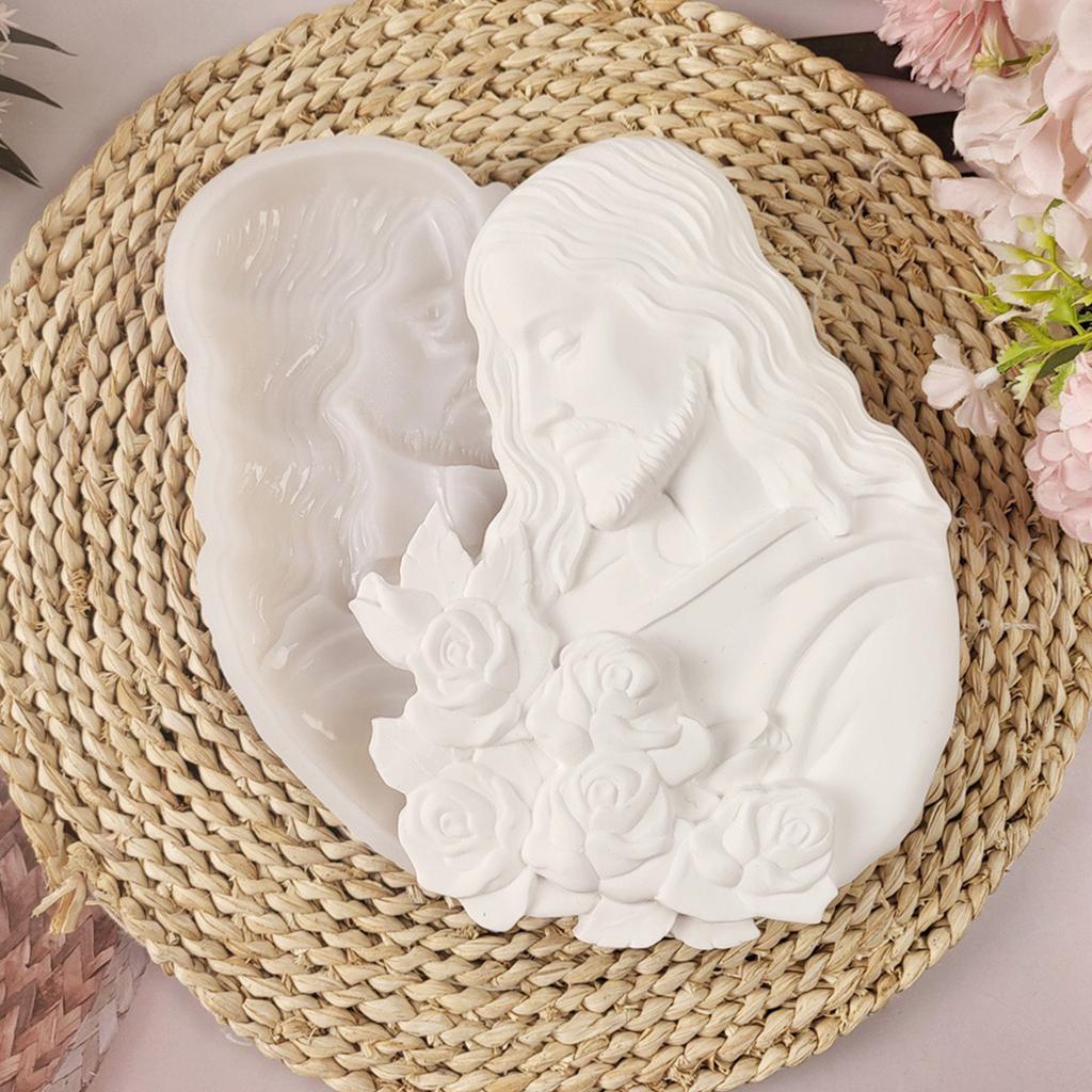 Elastyczna silikonowa forma 3D z motywem Chrystusa do kreatywnych projektów świec i mydła Ozdoba do rękodzieła Łatwa w użyciu i czyszczeniu