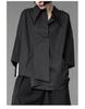 Women's Black Loose-Fit Irregular Top with Three-Quarter Sleeves