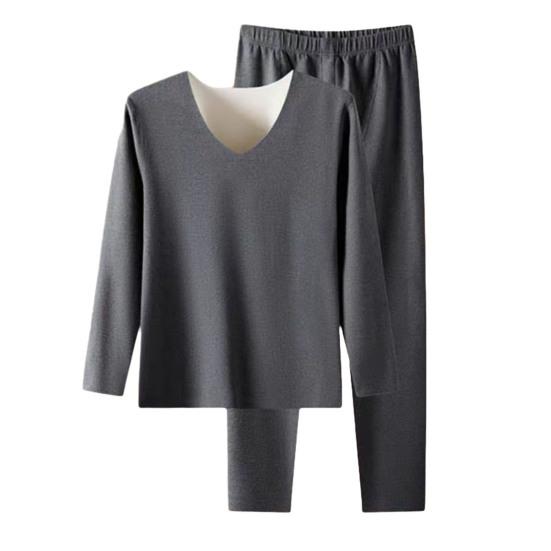 

Мужское термобелье с флисовой подкладкой, комплект кальсон, зимний теплый базовый слой, комплект рубашек и брюк для холодной погоды XL светло-серый