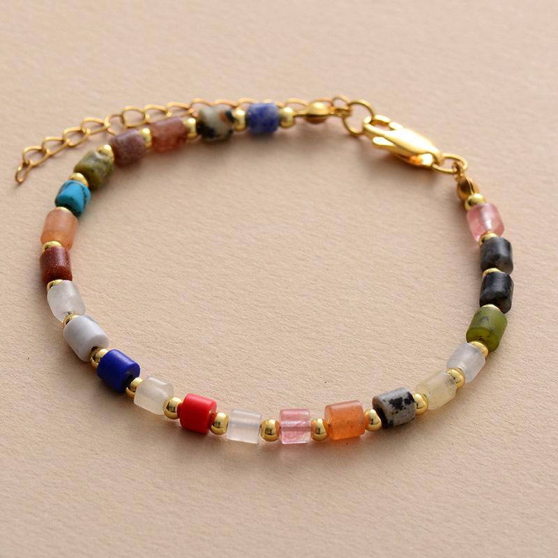 Bohemian 7-color French Natural Stone Handmade Beaded Women's Bracelet Mixed and Matched Bracelet Jewelry